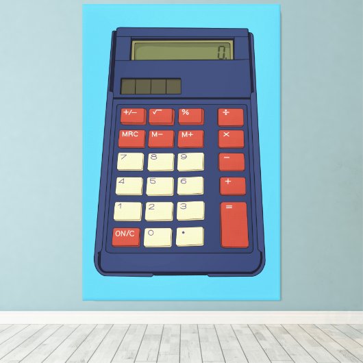 80's 90's Rekenmachine Wiskunde School Nostalgie Canvas Afdruk (Insitu (Houten vloer))