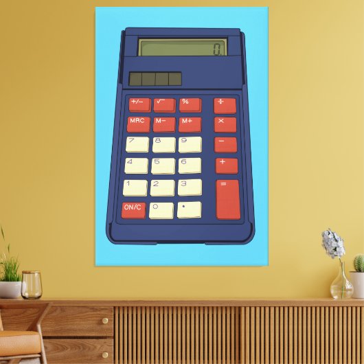 80's 90's Rekenmachine Wiskunde School Nostalgie Canvas Afdruk (Insitu (Woonkamer))