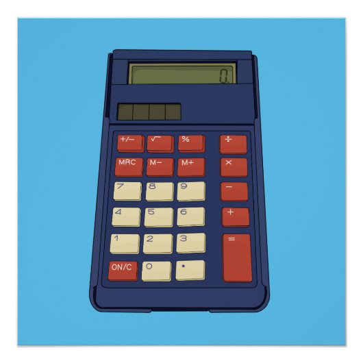 80's 90's Rekenmachine Wiskunde School Nostalgie Perfect Poster (Voorkant)