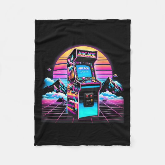 80s 90s Retro Arcade Videospel Oude School Fleece Deken (Voorkant)