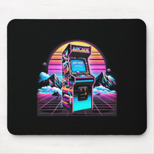 80s 90s Retro Arcade Videospel Oude School Muismat (Voorkant)