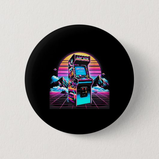 80s 90s Retro Arcade Videospel Oude School Ronde Button 5,7 Cm (Voorkant)
