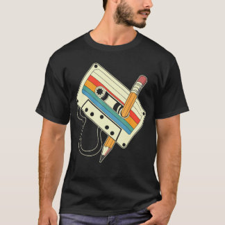 80s 90s Retro Muziek Mitape Cassettebandje Potlood T-shirt