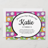 80s 90s Roze Comic Super Hero Throw Back Kaart (Voorkant)