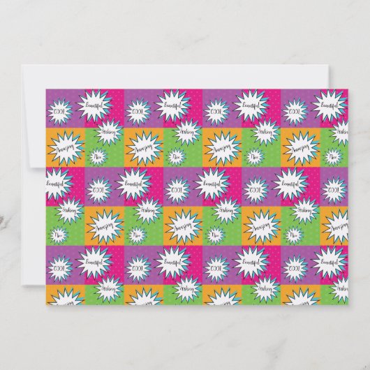 80s 90s Roze Comic Super Hero Throw Back Kaart (Achterkant)