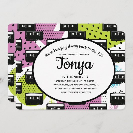 80s 90s Roze Meisje Collage Cassette Terugblik Kaart (Voorkant / Achterkant)