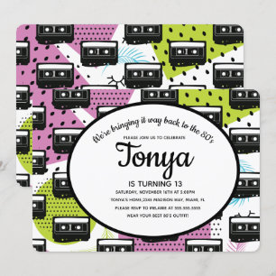 80s 90s Roze Meisje Collage Cassette Terugblik Kaart