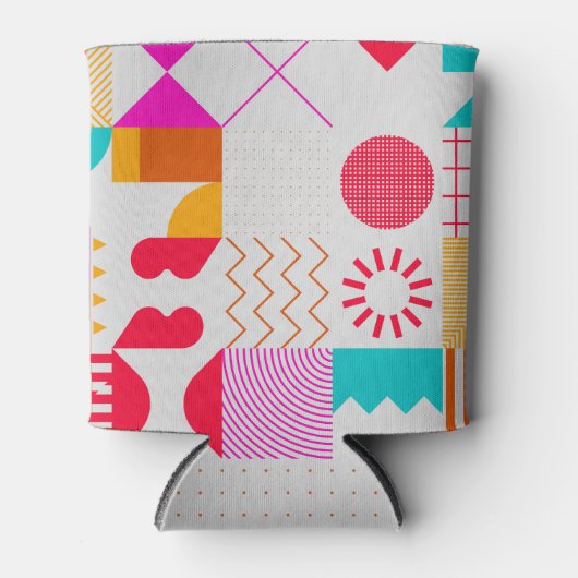 80s-90s Trendy geometrische achtergrond Blikjeskoeler (Voorkant)