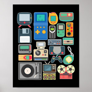 80s 90s Videogame Retro Clic Arcade Poster
