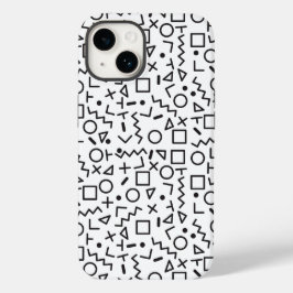 80's 90's Zwart & Wit Vormen Patroon Case-Mate iPhone 14 Hoesje