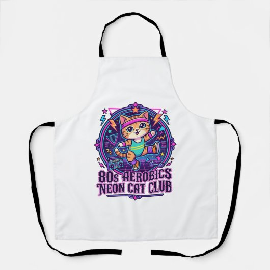 80s Aerobics Neon Kat Grappige Kattenliefhebber De Schort (Voorkant)