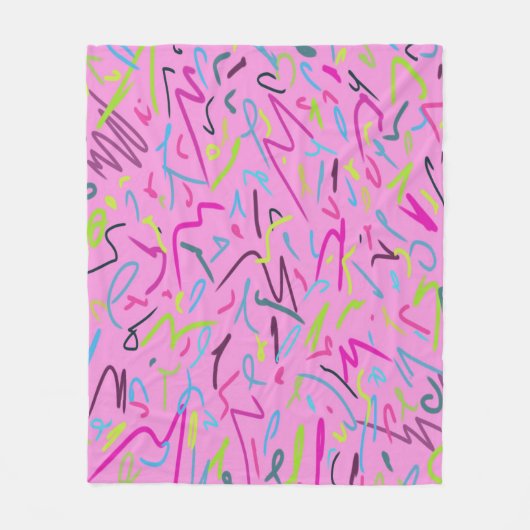 80s  afdrukken in roze fleece deken (Voorkant)