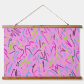 80s  afdrukken in roze hangend wandkleed (Voorkant)