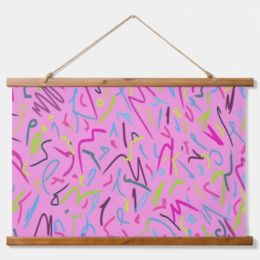 80s afdrukken in roze hangend wandkleed (Voorkant)