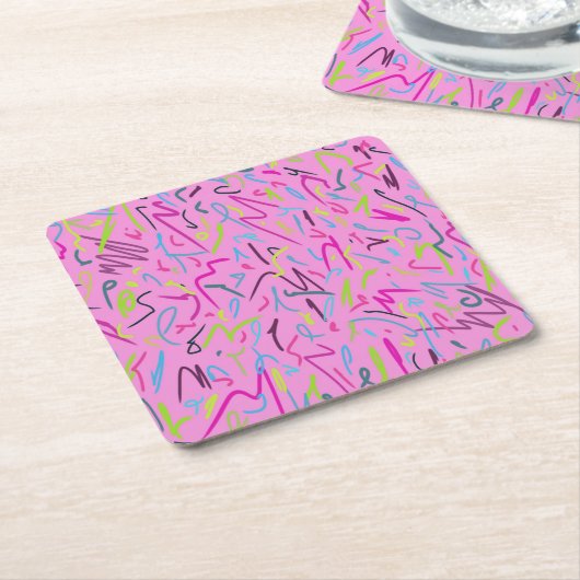 80s  afdrukken in roze kartonnen onderzetters (Schuin)