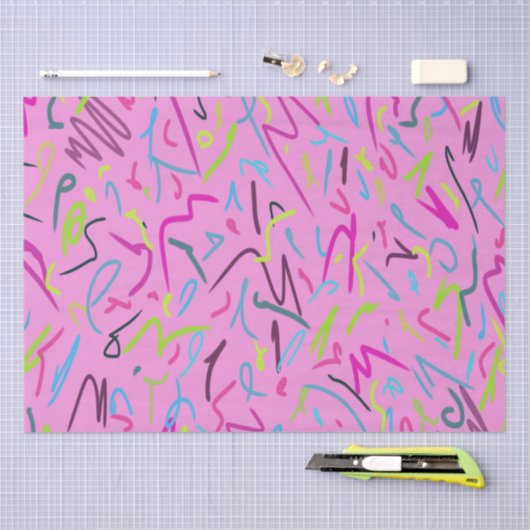 80s  afdrukken in roze tissuepapier (Craft)