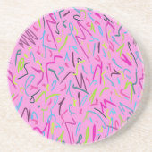 80s  afdrukken in roze zandsteen onderzetter (Voorkant)