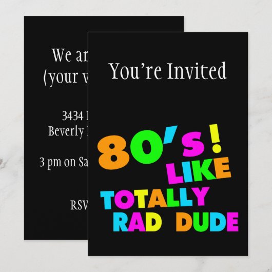 '80's als Rad Man Neon' Kaart (Voorkant / Achterkant)