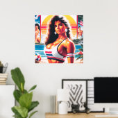 80s Athletic Summer Girl Poster (Thuiskantoor)