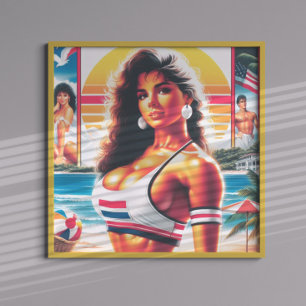 80s Athletic Summer Girl Poster