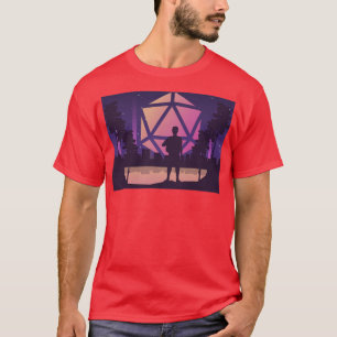80s Avontuur Futuristische Stad Polyhedral D20 Dic T-shirt