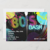 80's Bash Retro Splash Verjaardagsfeestje Uitnodig Kaart (Achterkant)