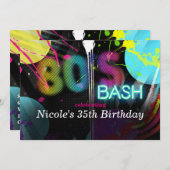 80's Bash Retro Splash Verjaardagsfeestje Uitnodig Kaart (Voorkant / Achterkant)