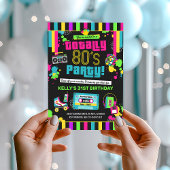 80s Birthday Invitation, 80s Party Invite, Neon Kaart