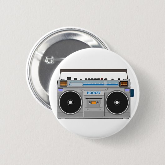80'S BOOMBOX/GHETTO BLASTER RONDE BUTTON 5,7 CM (Voorkant /achterkant)