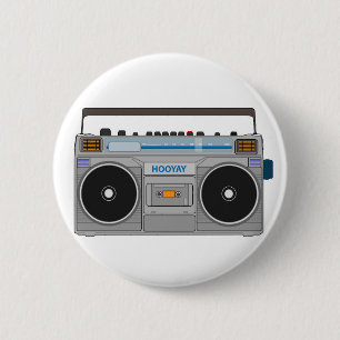 80'S BOOMBOX/GHETTO BLASTER RONDE BUTTON 5,7 CM