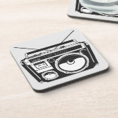 80s Boombox Grey Bier Onderzetter (Linkerzijde)