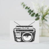 80s Boombox Grey Briefkaart (Staand voorkant)