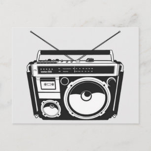 80s Boombox Grey Briefkaart