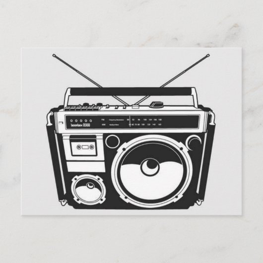80s Boombox Grey Briefkaart (Voorkant)