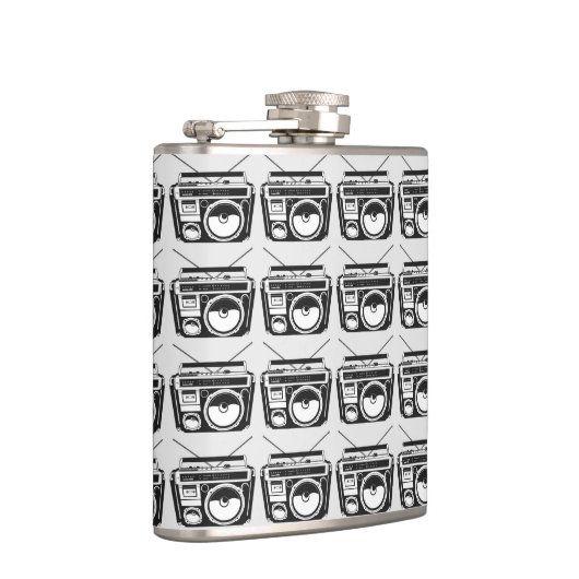 80s Boombox Grey Pattern opnieuw Heupfles (Rechts)