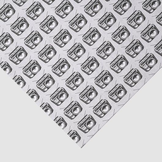 80s Boombox Grey Pattern opnieuw Tissuepapier (Detail)