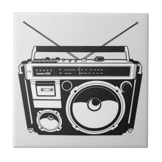 80s Boombox Grey Tegeltje (Voorkant)