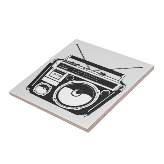 80s Boombox Grey Tegeltje (Zijkant)