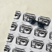 80s Boombox grijs patroon Strandlaken (In situ)