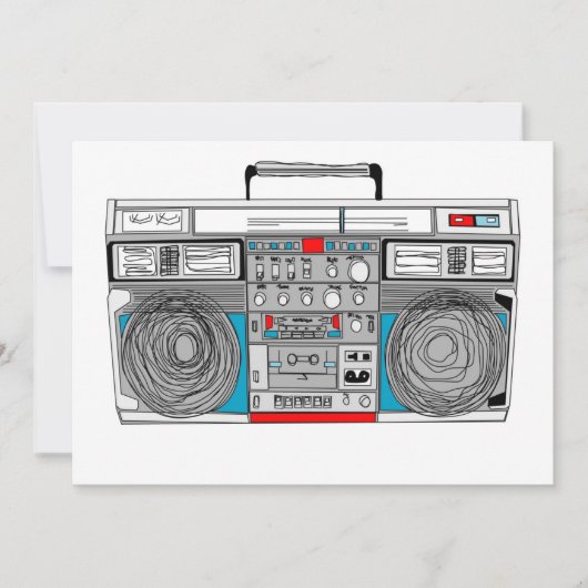 '80s 'boombox'-uitnodiging kaart (Voorkant)