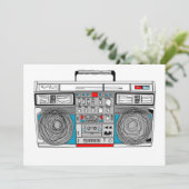 '80s 'boombox'-uitnodiging kaart (Staand voorkant)