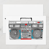 '80s 'boombox'-uitnodiging kaart (Voorkant / Achterkant)