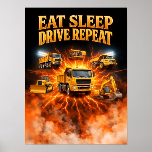 80s Bouwtruck Kunst Poster (Voorkant)