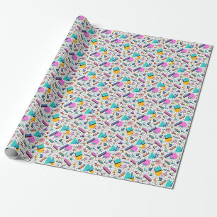 80s Bright Checkered:  geometrisch. Cadeaupapier