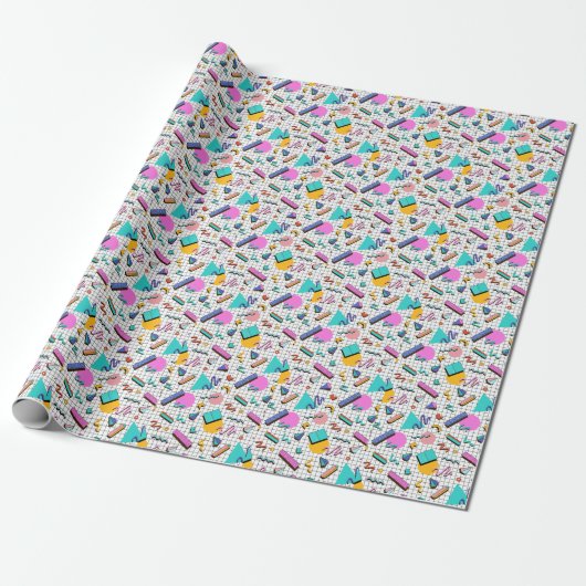 80s Bright Checkered: geometrisch. Cadeaupapier (Uitgerold)