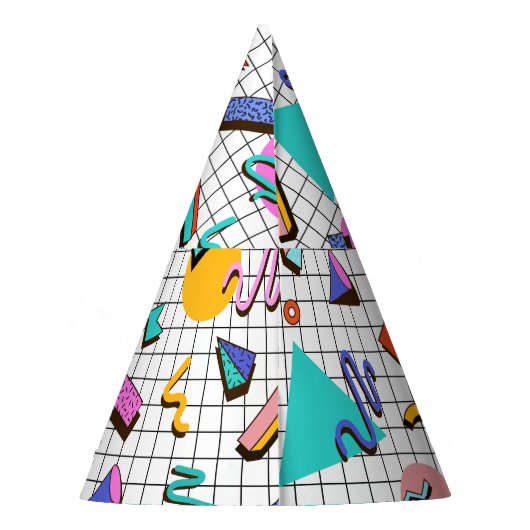 80s Bright Checkered: geometrisch. Feesthoedjes (Achterkant)