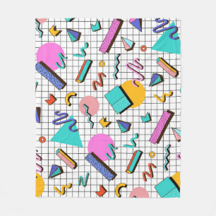 80s Bright Checkered:  geometrisch. Fleece Deken