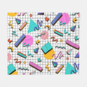 80s Bright Checkered:  geometrisch. Fleece Deken (Voorkant (Horizontaal))