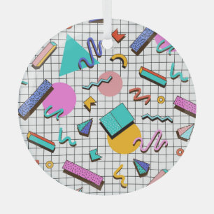 80s Bright Checkered: geometrisch. Glas Ornament
