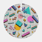 80s Bright Checkered:  geometrisch. Glas Ornament (Achterkant)